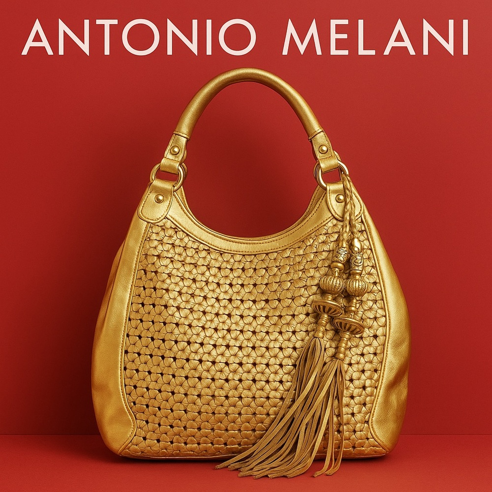 Antonio Melani Gold Woven Tote Bag